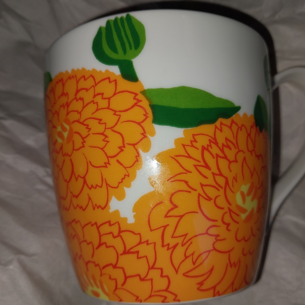 Marimekko Primavera White Ceramic Mug with Green Logo
